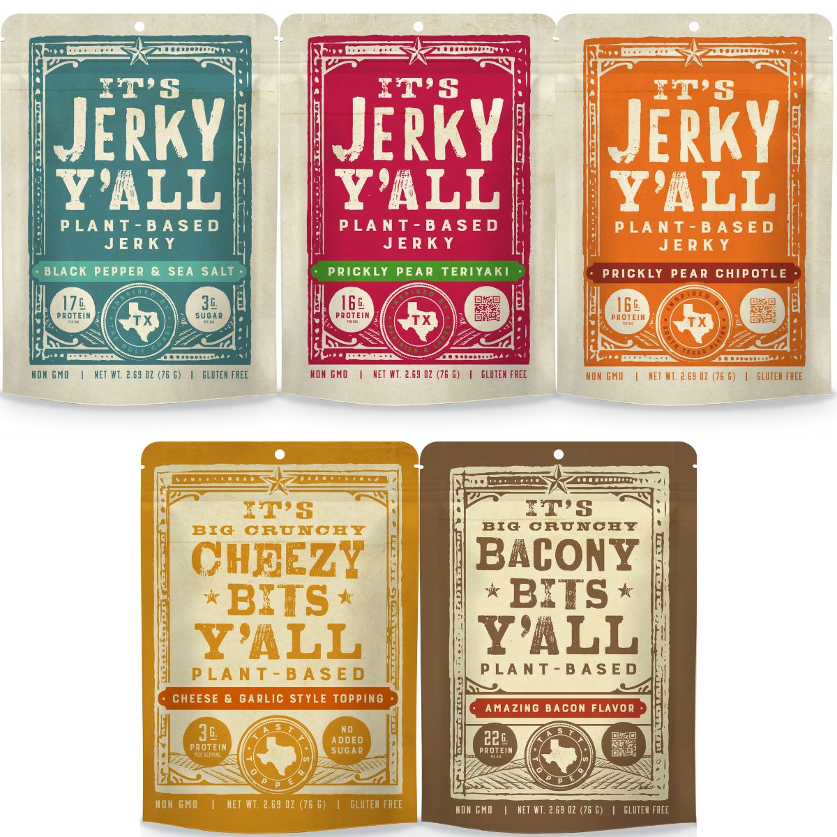 5 Pack-Three Flavors of our Jerky & Two of our Tasty Toppers (5-Pack)