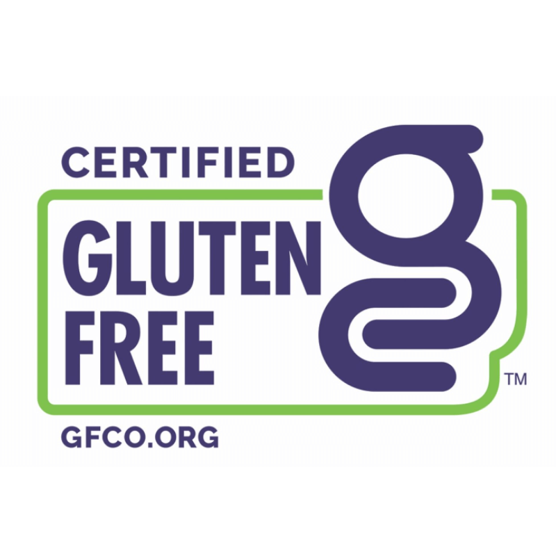 Certified Gluten-Free logo from GFCO displayed on All Y’alls Foods packaging, ensuring their plant-based snacks meet gluten-free standards.