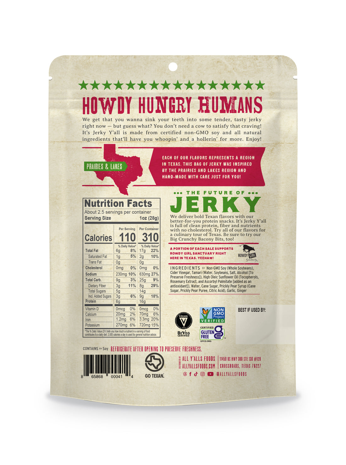 Ingredient list for Sweet & Spicy Jerky 2-Pack | Plant Protein, The Smarter Jerky