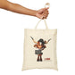 Cotton canvas tote bag featuring Luna the Longhorn made from durable cotton, perfect as a reusable cotton canvas tote bag for everyday use